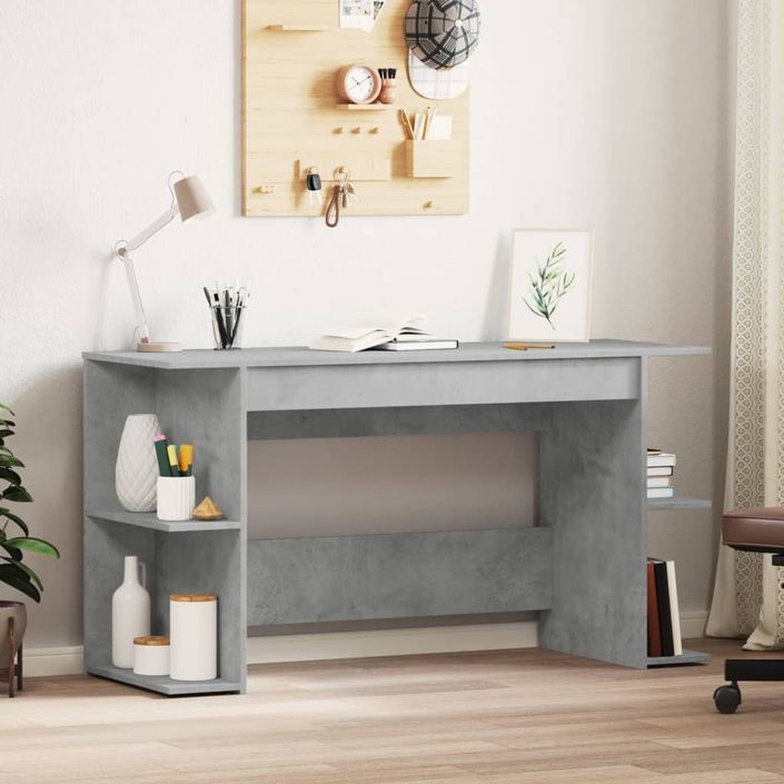 Bureau gris béton 140x50x75 cm bois d'ingénierie - Photo n°1