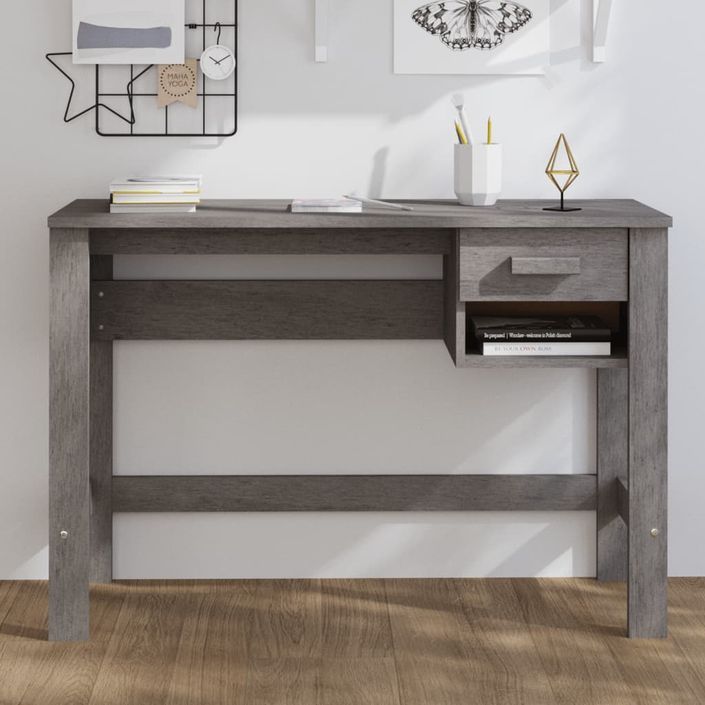 Bureau HAMAR Gris clair 110x40x75 cm Bois massif de pin - Photo n°1