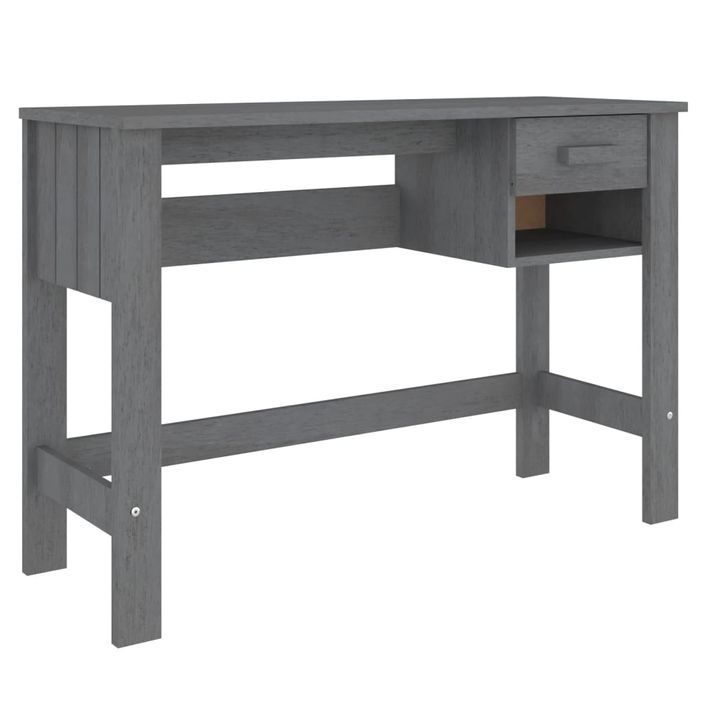 Bureau HAMAR Gris foncé 110x40x75 cm Bois massif de pin - Photo n°2