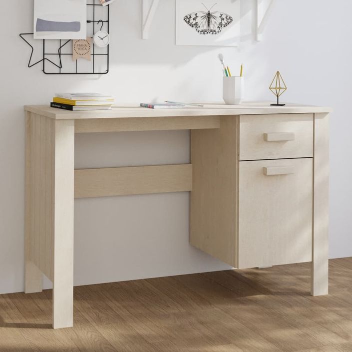 Bureau HAMAR Marron miel 113x50x75 cm Bois massif de pin - Photo n°1