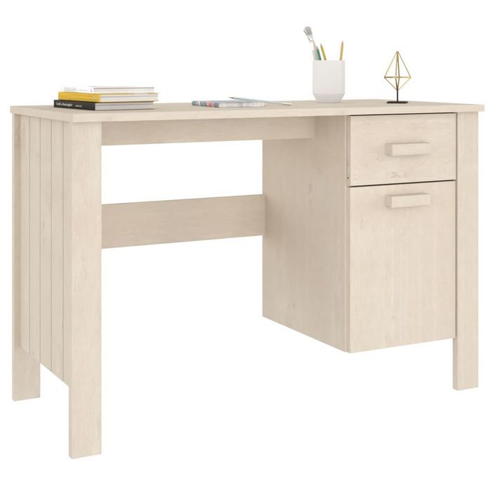 Bureau HAMAR Marron miel 113x50x75 cm Bois massif de pin - Photo n°4