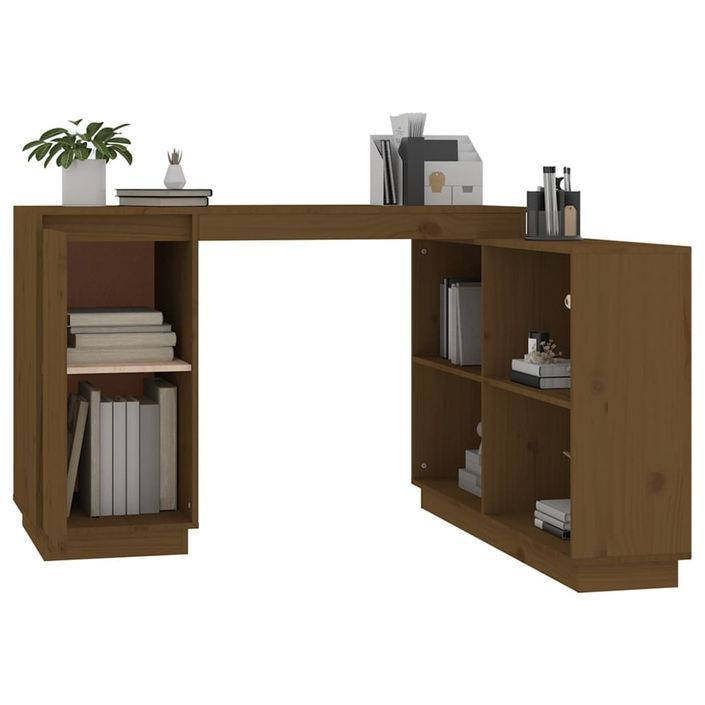 Bureau Marron miel 110x50x75 cm Bois massif de pin - Photo n°5