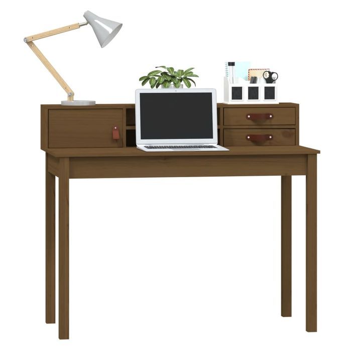 Bureau Marron miel 110x50x93 cm Bois massif de pin - Photo n°4