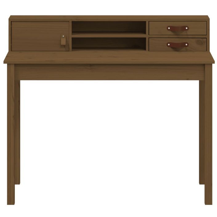 Bureau Marron miel 110x50x93 cm Bois massif de pin - Photo n°5