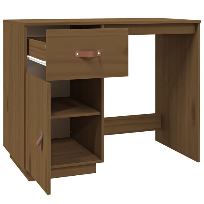 Bureau Marron miel 95x50x75 cm Bois massif de pin - Photo n°7