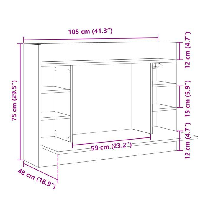 Bureau mural blanc 105x48x75 cm bois d'ingénierie - Photo n°10