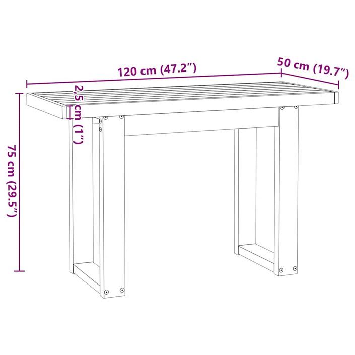 Bureau NOAIN pieds en forme de U 120x50x75 cm bois massif pin - Photo n°9