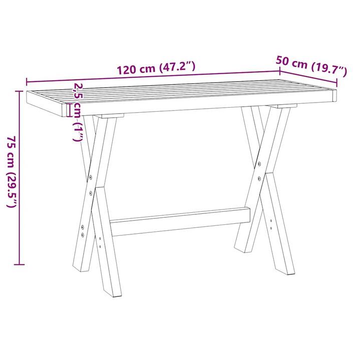 Bureau NOAIN pieds en forme de X 120x50x75 cm bois massif pin - Photo n°9