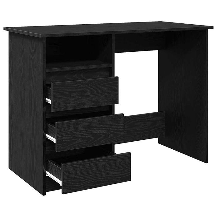 Bureau noir 102x50x75 cm bois d'ingénierie - Photo n°5