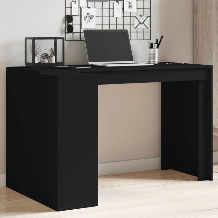 Bureau noir 123,5x73,5x75 cm bois d'ingénierie - Photo n°1