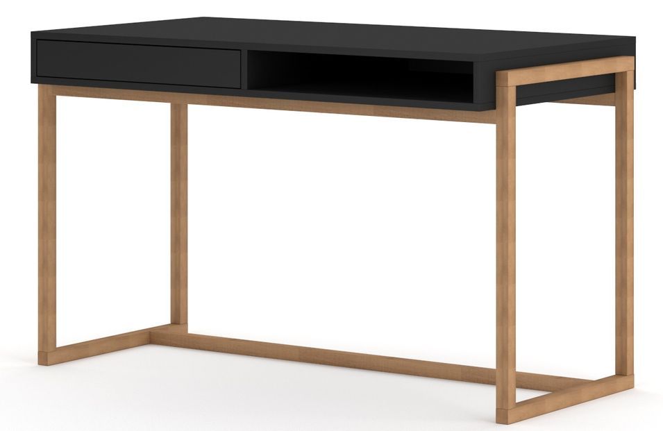 Bureau noir mat et naturel Kozlo 126 cm - Photo n°5