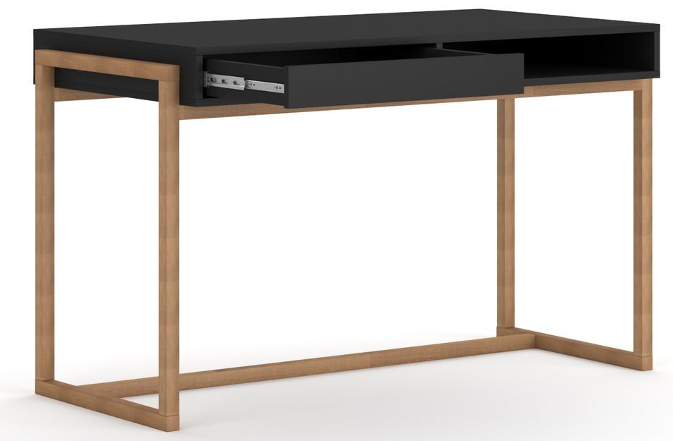 Bureau noir mat et naturel Kozlo 126 cm - Photo n°6