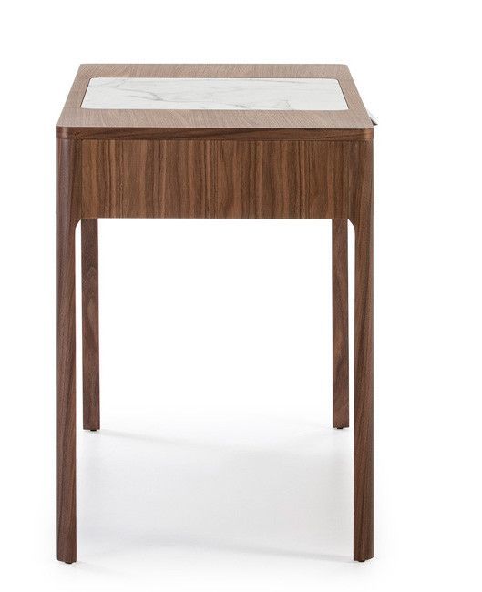 Bureau ou coiffeuse Kloser 120 cm - Noyer et porcelaine blanche effet Marbre - Photo n°5