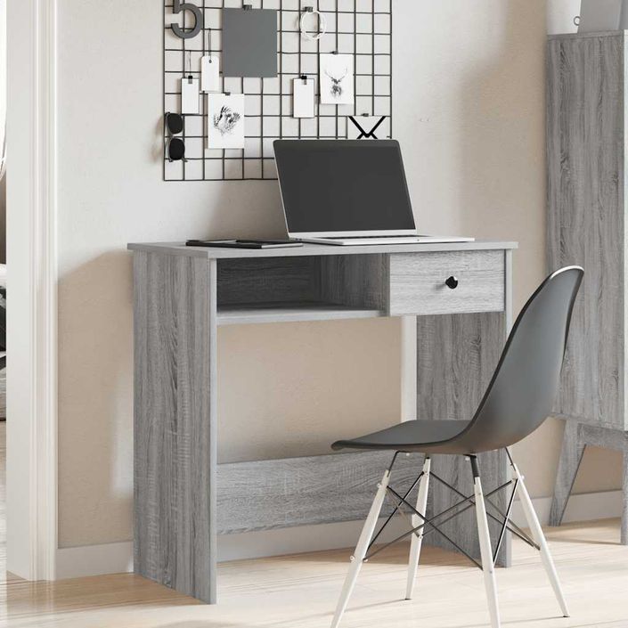 Bureau sonoma gris 80x40x75 cm bois d'ingénierie - Photo n°3