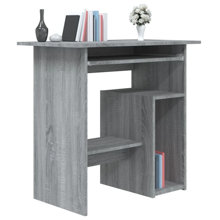 Bureau Sonoma gris 80x45x74 cm Bois d'ingénierie - Photo n°3