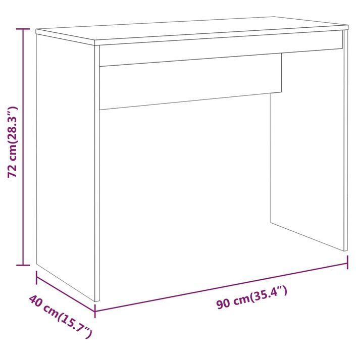 Bureau Sonoma gris 90x40x72 cm Bois d'ingénierie - Photo n°7