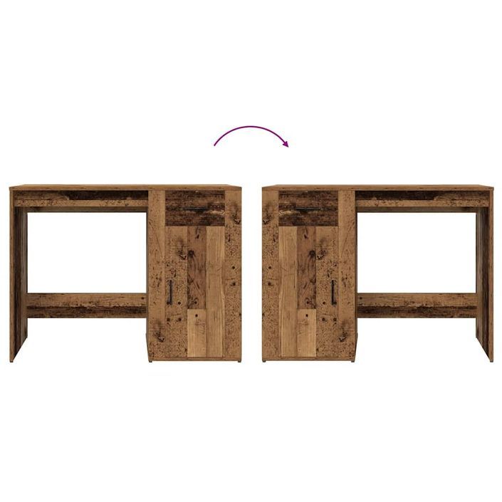 Bureau vieux bois 100x49x75 cm bois d'ingénierie - Photo n°8