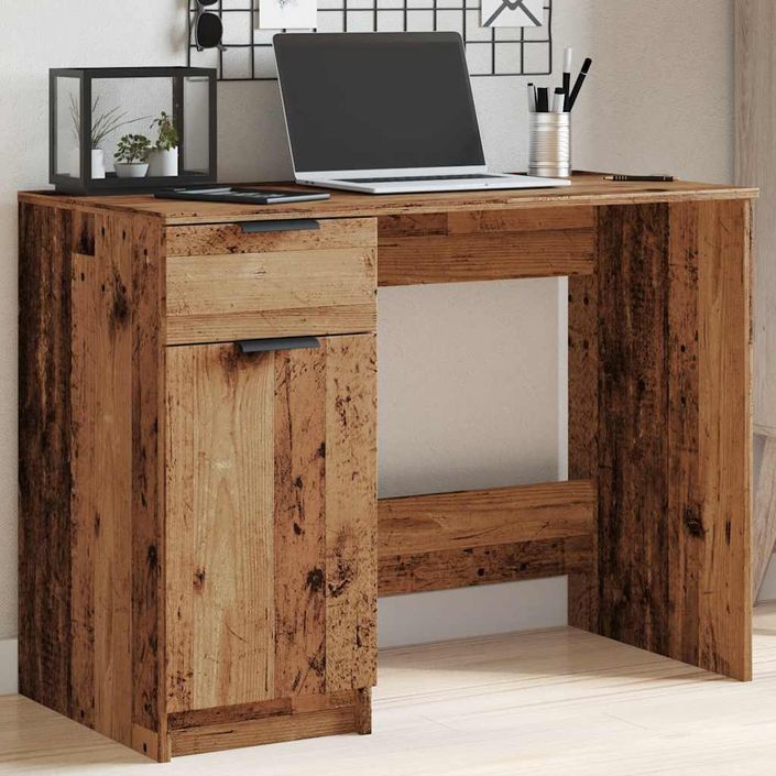 Bureau vieux bois 100x50x75 cm bois d'ingénierie - Photo n°4