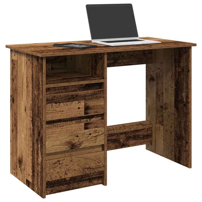 Bureau vieux bois 102x50x75 cm bois d'ingénierie - Photo n°1