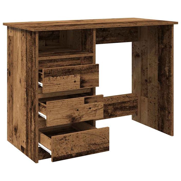 Bureau vieux bois 102x50x75 cm bois d'ingénierie - Photo n°5