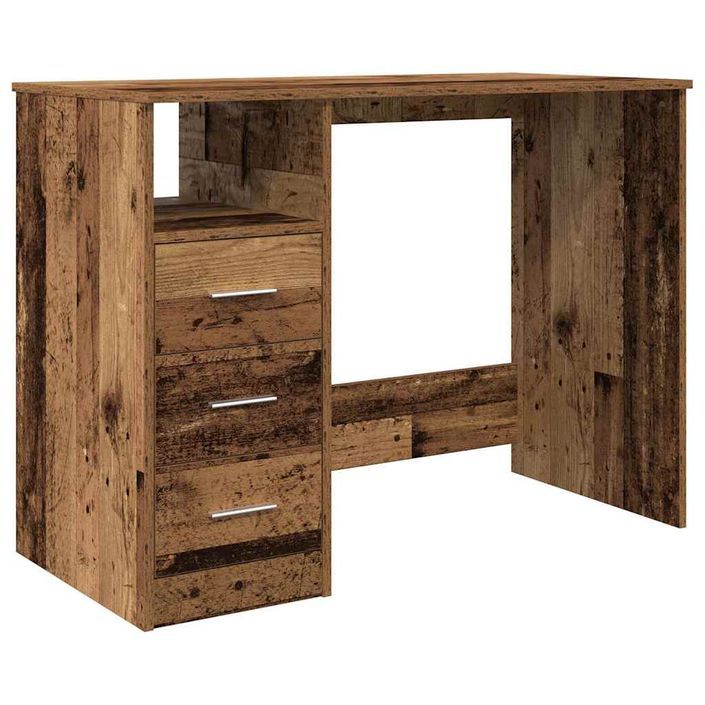 Bureau vieux bois 102x76x50 cm bois d'ingénierie - Photo n°2