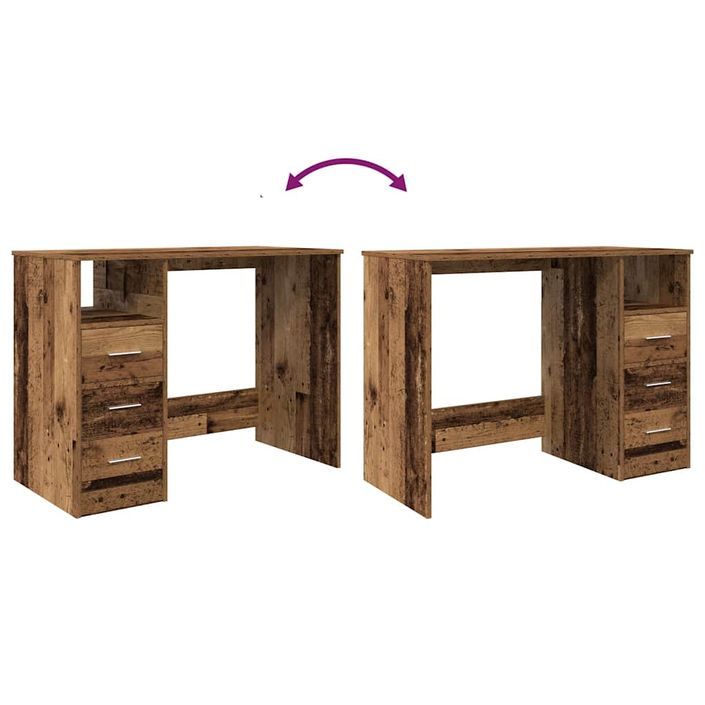 Bureau vieux bois 102x76x50 cm bois d'ingénierie - Photo n°10