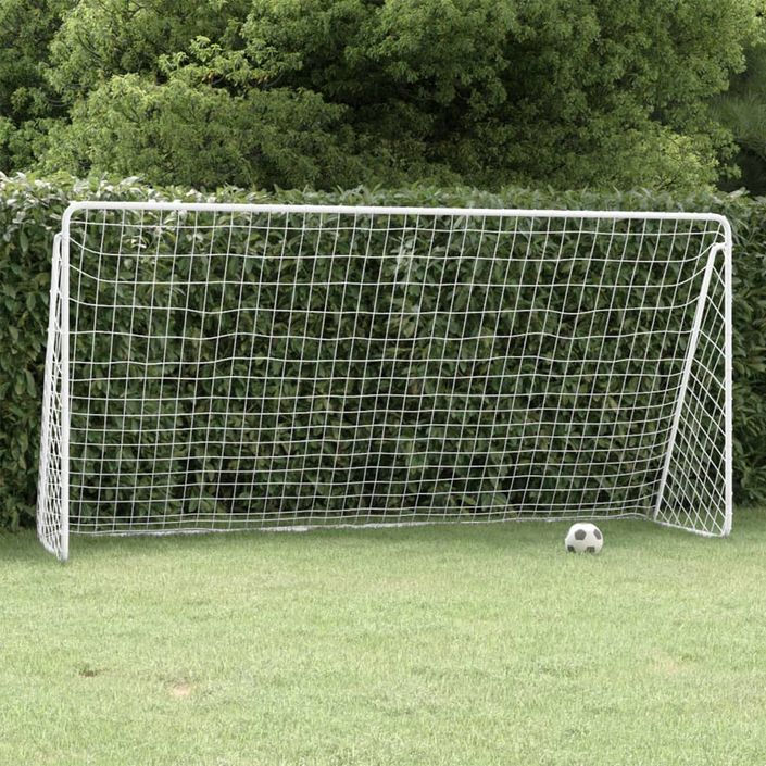 But de football avec filet Blanc 366x122x182 cm Acier - Photo n°1