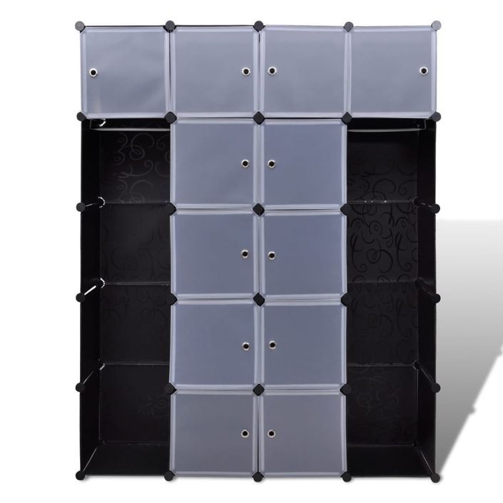 Cabinet modulable avec 14 compartiments noir et blanc 37x146x180,5 cm - Photo n°3