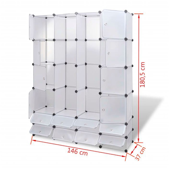 Cabinet modulable avec 18 compartiments blanc 37x146x180,5 cm - Photo n°7