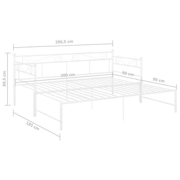 Cadre de canapé-lit extensible Blanc Métal 90x200 cm 2 - Photo n°11