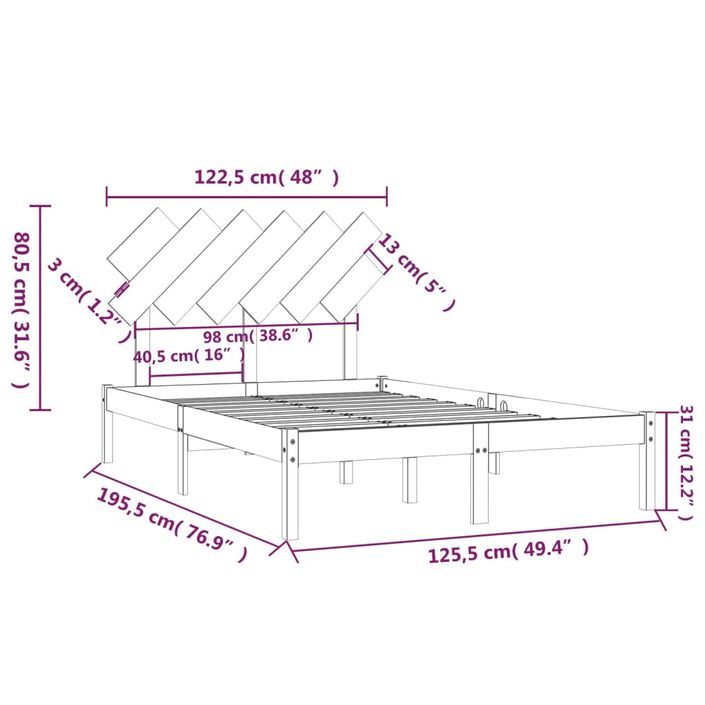 Lit 120x190 cm Petit Double Bois massif - Photo n°6