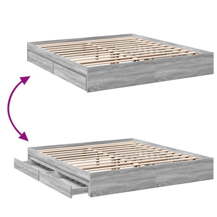 Cadre de lit 28 cm à lattes en bois avec tiroirs Dreza - Confort et éspace optimisé - Photo n°7