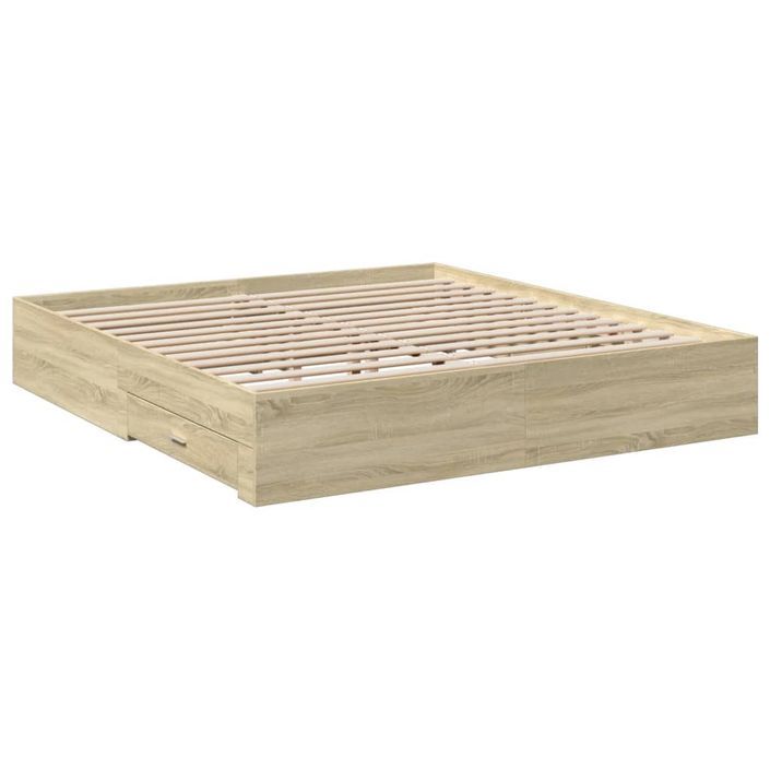 Cadre de lit 32 cm en bois avec 2 tiroirs latéraux 2 tiroirs frontaux Helika - Élégance et fonctionnalité - Photo n°6