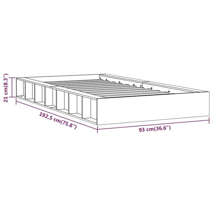 Cadre de lit 75x190 cm Petit simple Bois massif - Photo n°8