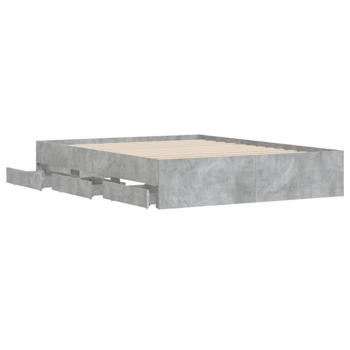 Cadre de lit à tiroirs gris béton 150x200 cm bois d'ingénierie - Photo n°5
