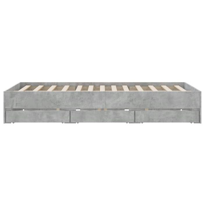 Cadre de lit à tiroirs gris béton 150x200 cm bois d'ingénierie - Photo n°7