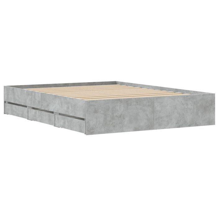 Cadre de lit à tiroirs gris béton 150x200 cm bois d'ingénierie - Photo n°8