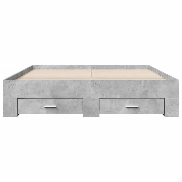 Cadre de lit à tiroirs gris béton 160x200 cm bois d'ingénierie - Photo n°4