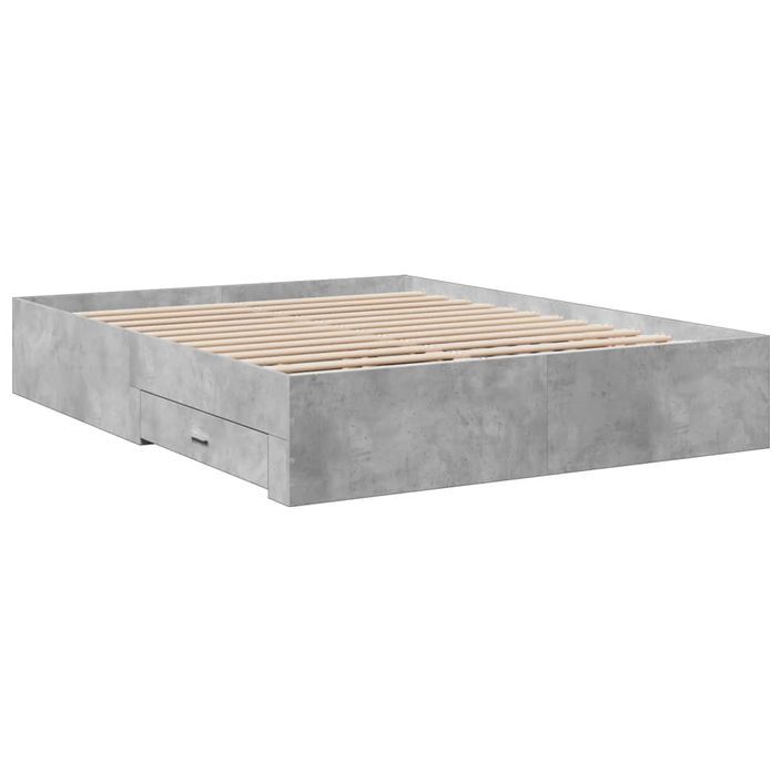 Cadre de lit à tiroirs gris béton 160x200 cm bois d'ingénierie - Photo n°6