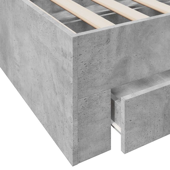 Cadre de lit à tiroirs gris béton 160x200 cm bois d'ingénierie - Photo n°8
