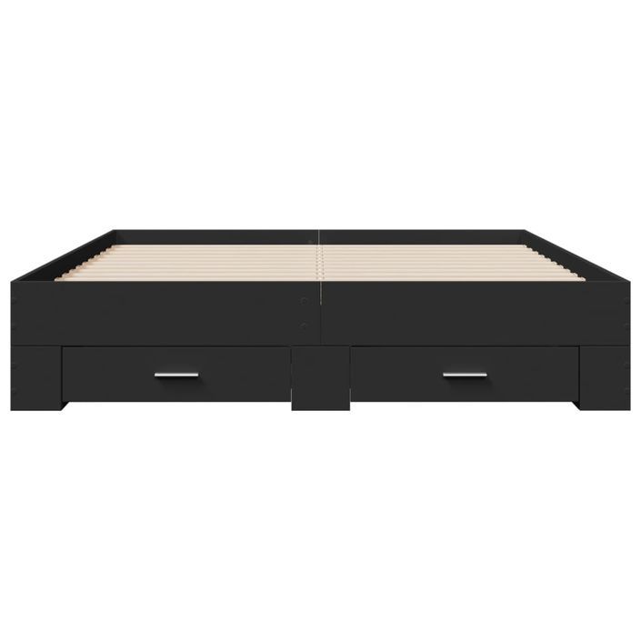 Cadre de lit à tiroirs noir 160x200 cm bois d'ingénierie - Photo n°4