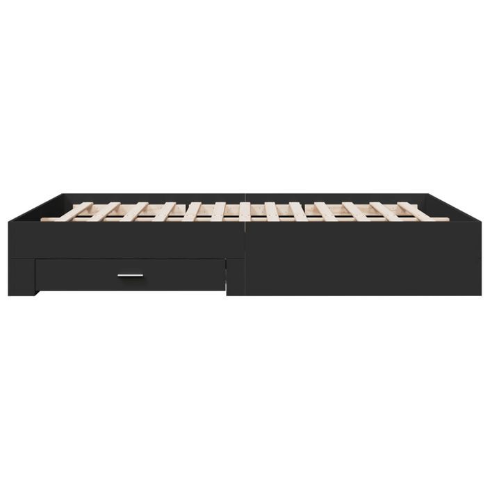 Cadre de lit à tiroirs noir 160x200 cm bois d'ingénierie - Photo n°5