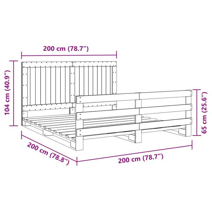 Cadre de lit avec tête de lit 200x200 cm Bois de pin massif - Photo n°11