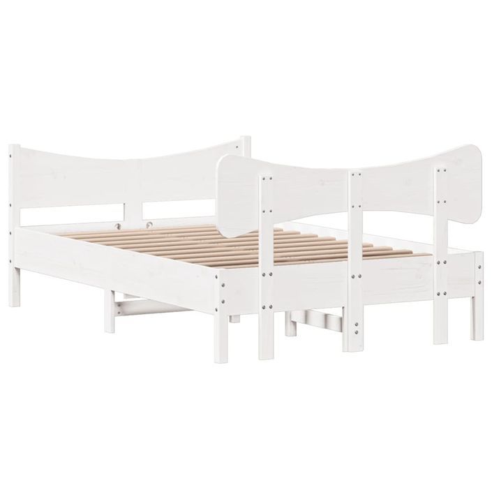 Cadre de lit avec tête de lit blanc 120x190 cm bois pin massif - Photo n°6