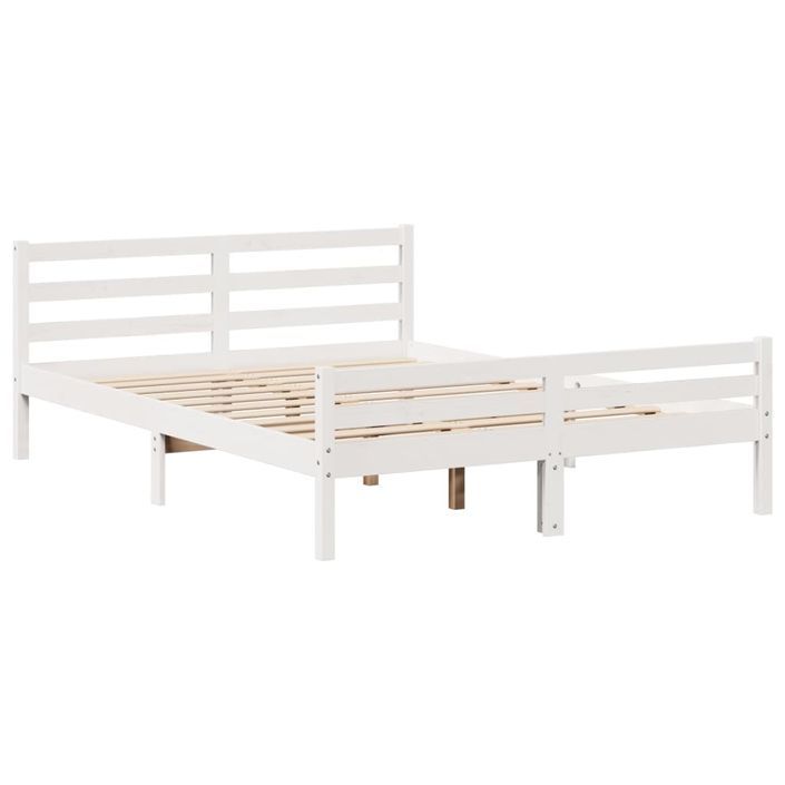 Cadre de lit avec tête de lit blanc 135x190 cm bois pin massif - Photo n°7