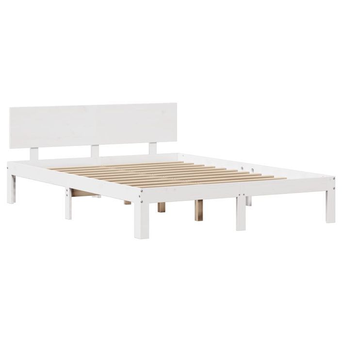 Cadre de lit avec tête de lit blanc 135x190 cm bois pin massif - Photo n°7