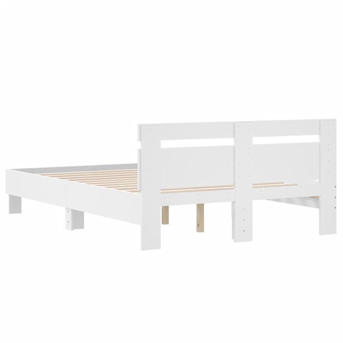 Cadre de lit avec tête de lit blanc 135x190cm bois d'ingénierie - Photo n°7