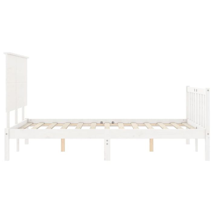 Cadre de lit avec tête de lit blanc 140x190 cm bois massif - Photo n°7