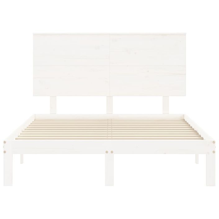 Cadre de lit avec tête de lit blanc 140x190 cm bois massif - Photo n°6