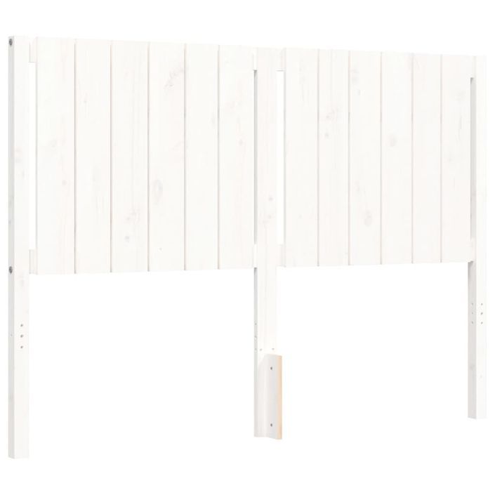 Cadre de lit avec tête de lit blanc 140x190 cm bois massif - Photo n°8